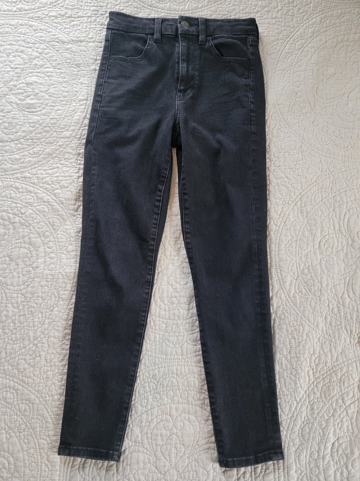 American Eagle Black Curvy Super Hi-Rise Jegging Jeans 360 Strecth Womens Size 2