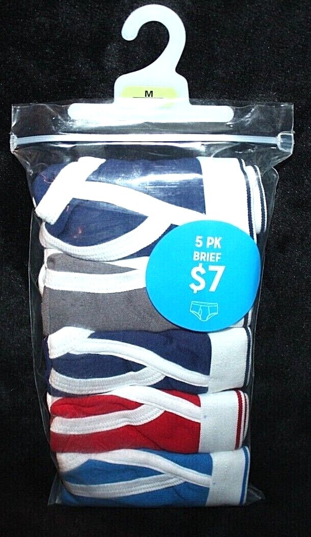 5-Pack Boys 100% Cotton Multicolor Briefs/Underwear Red, Blue, Gray – M or L