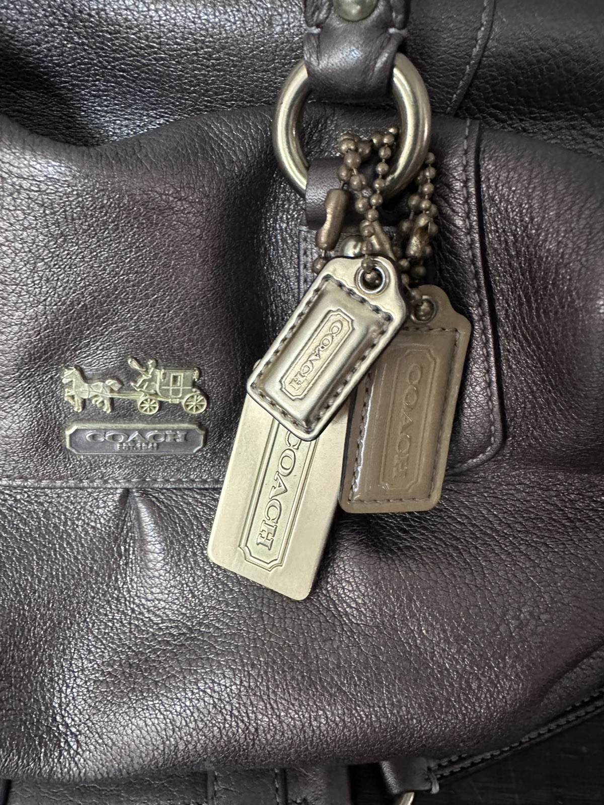 COACH Leather Madison Sabrina Satchel 12937 Gold Metallic Handbag & wristlet