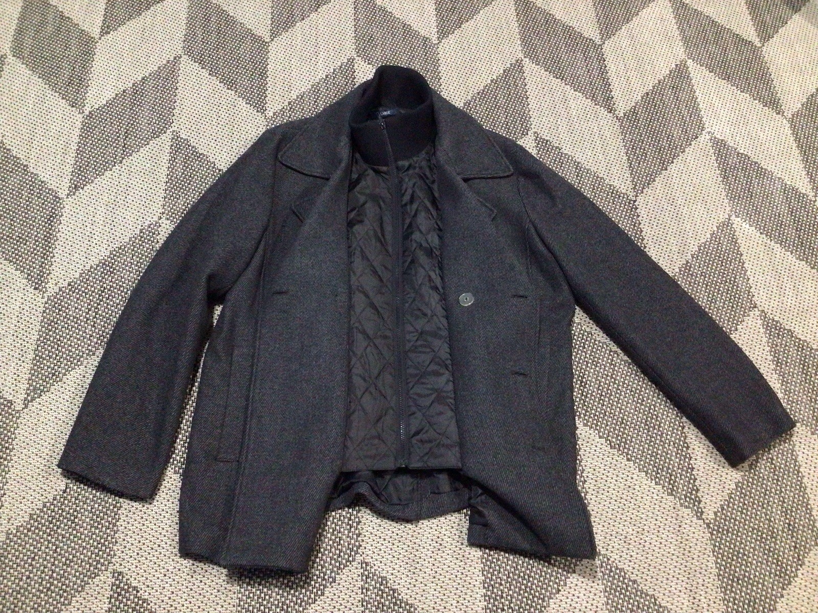 American Rag Gray 3 Button Quilted Zip Liner Rib Collar Long Sleeves Jacket XL