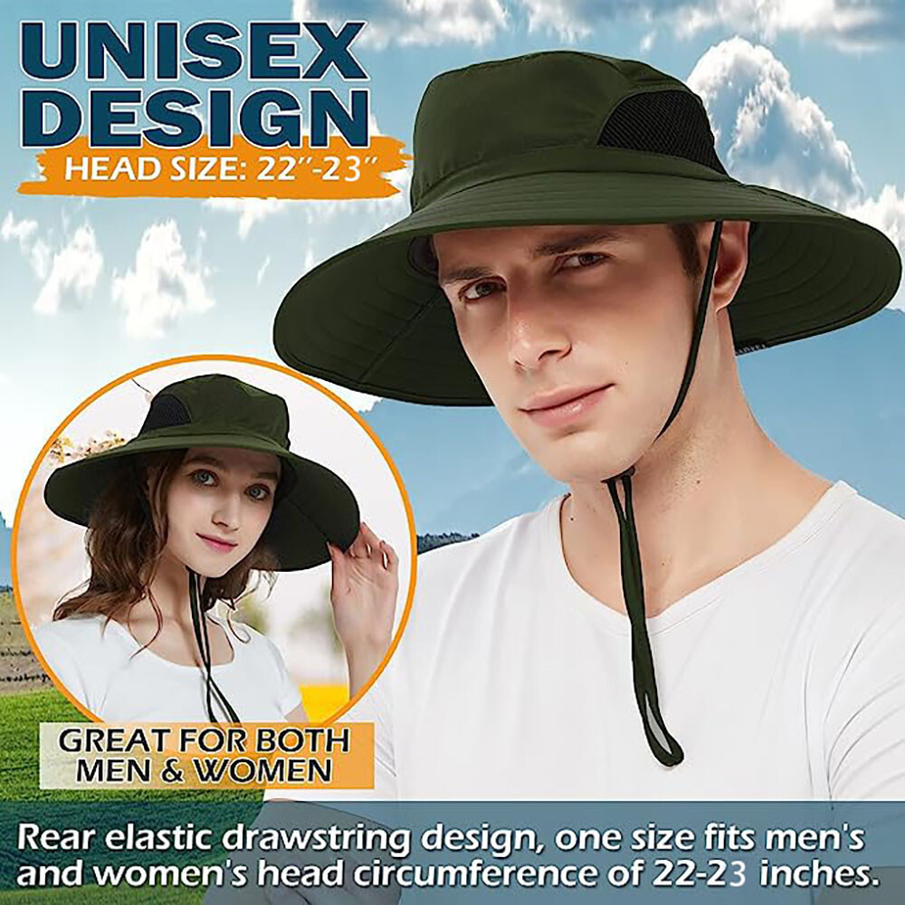 Wide Brim Bucket Hat Waterproof UPF50+ UV Sun Protection Cap for Fishing Hiking
