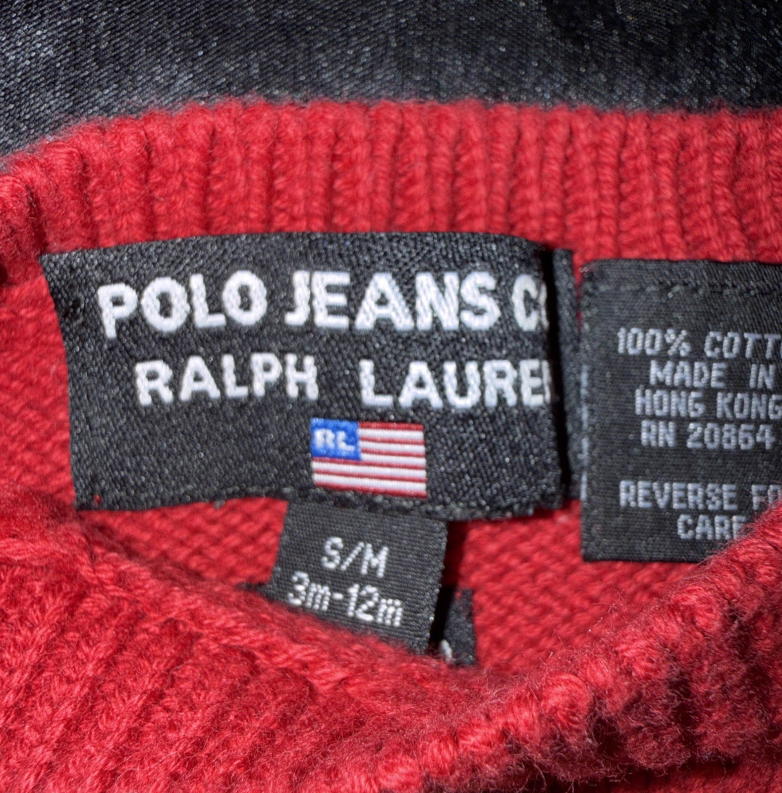 Ralph Lauren Polo Bear With Flag 90’s Sweater Hand Framed Beautiful Rare 3m-12m