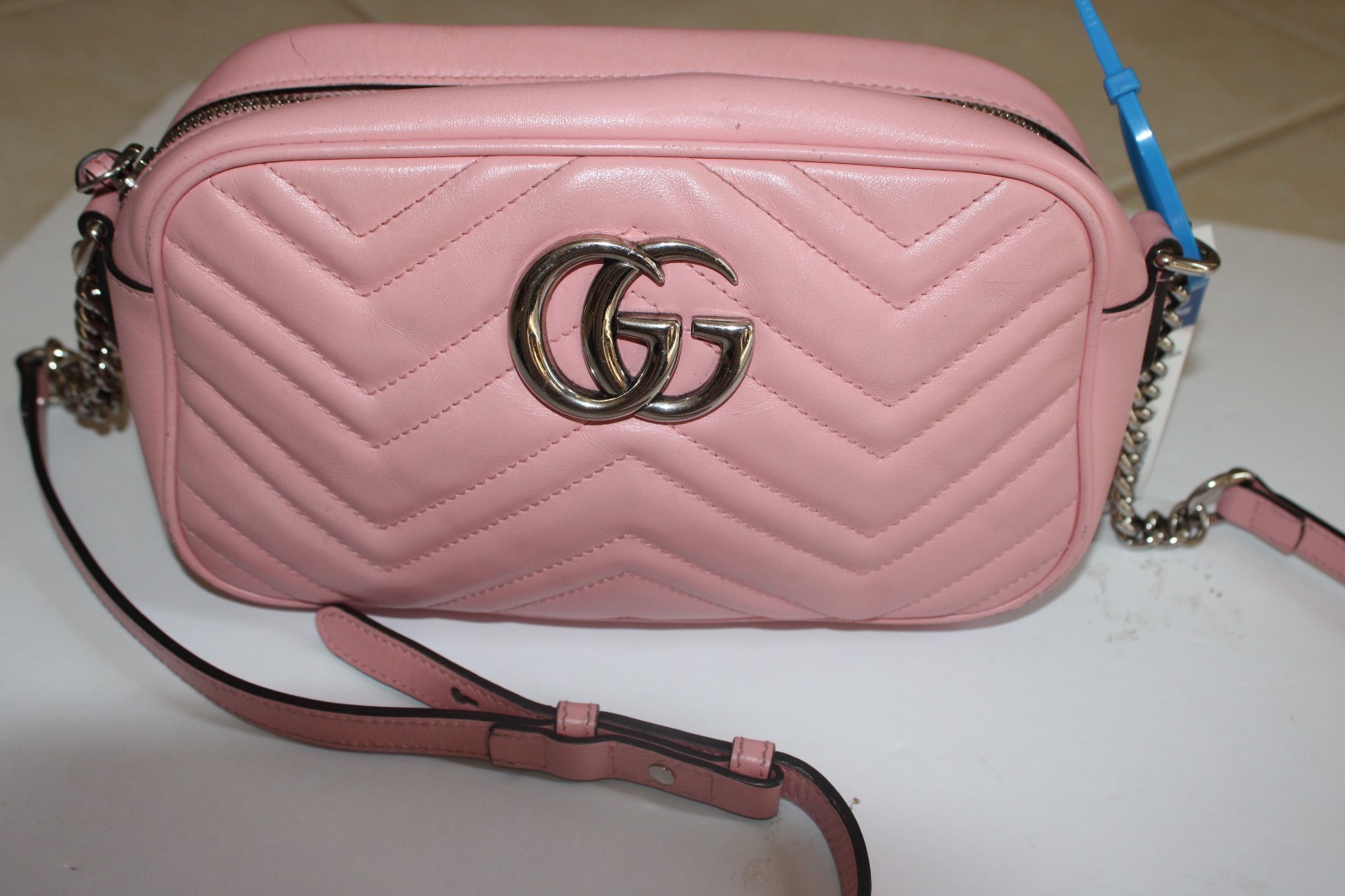 Gucci GG Marmont Shoulder Bag Matelasse Pink Leather Small Handbag