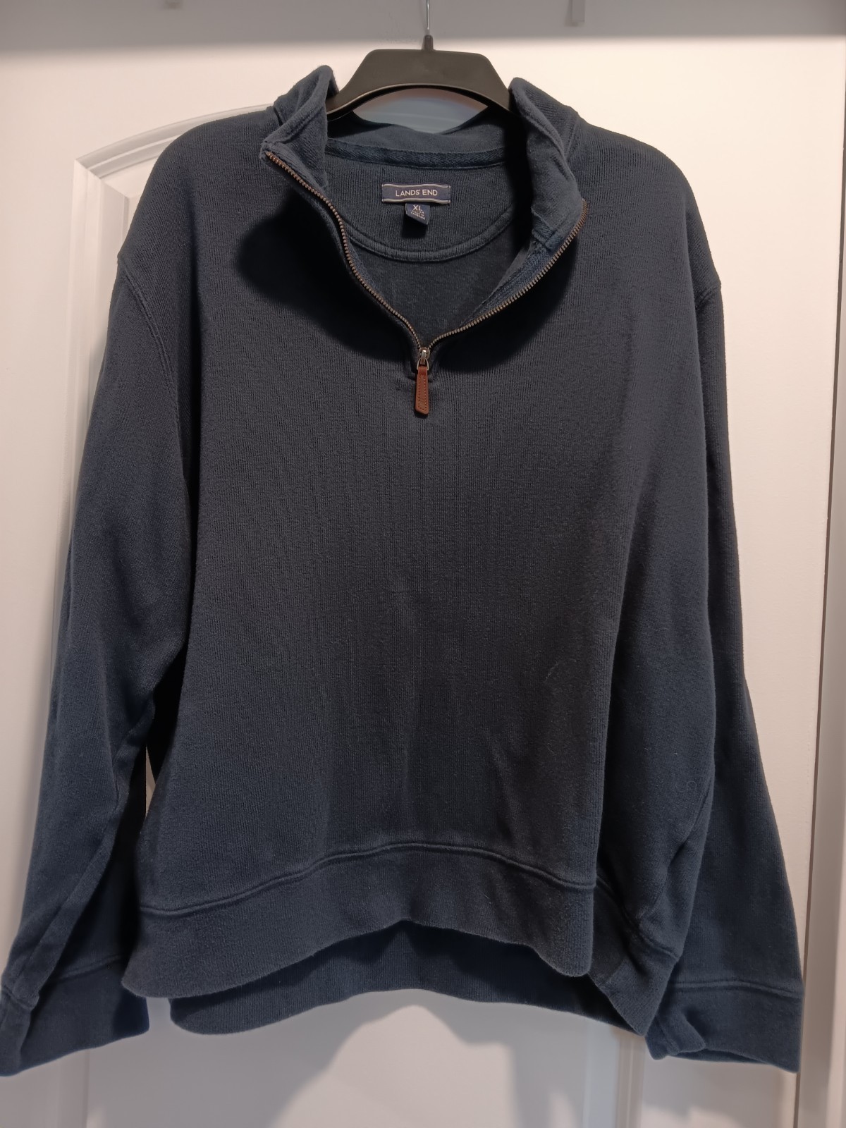 Men’s Lands’ End Navy Blue XL 1/4 Zip Pullover Sweater 100% Baumwolle/Cotton