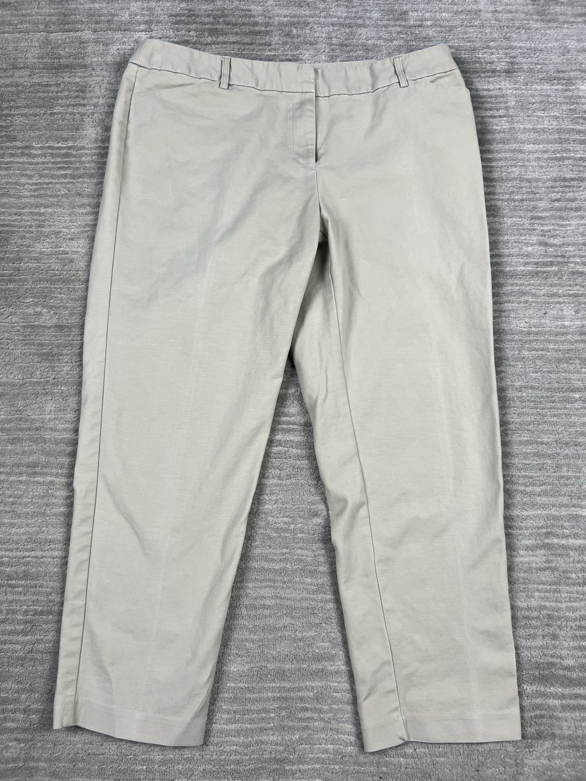 Liz Claiborne Dress Pants Womens 14 Beige Cotton Blend Flat Front Tapered Casual