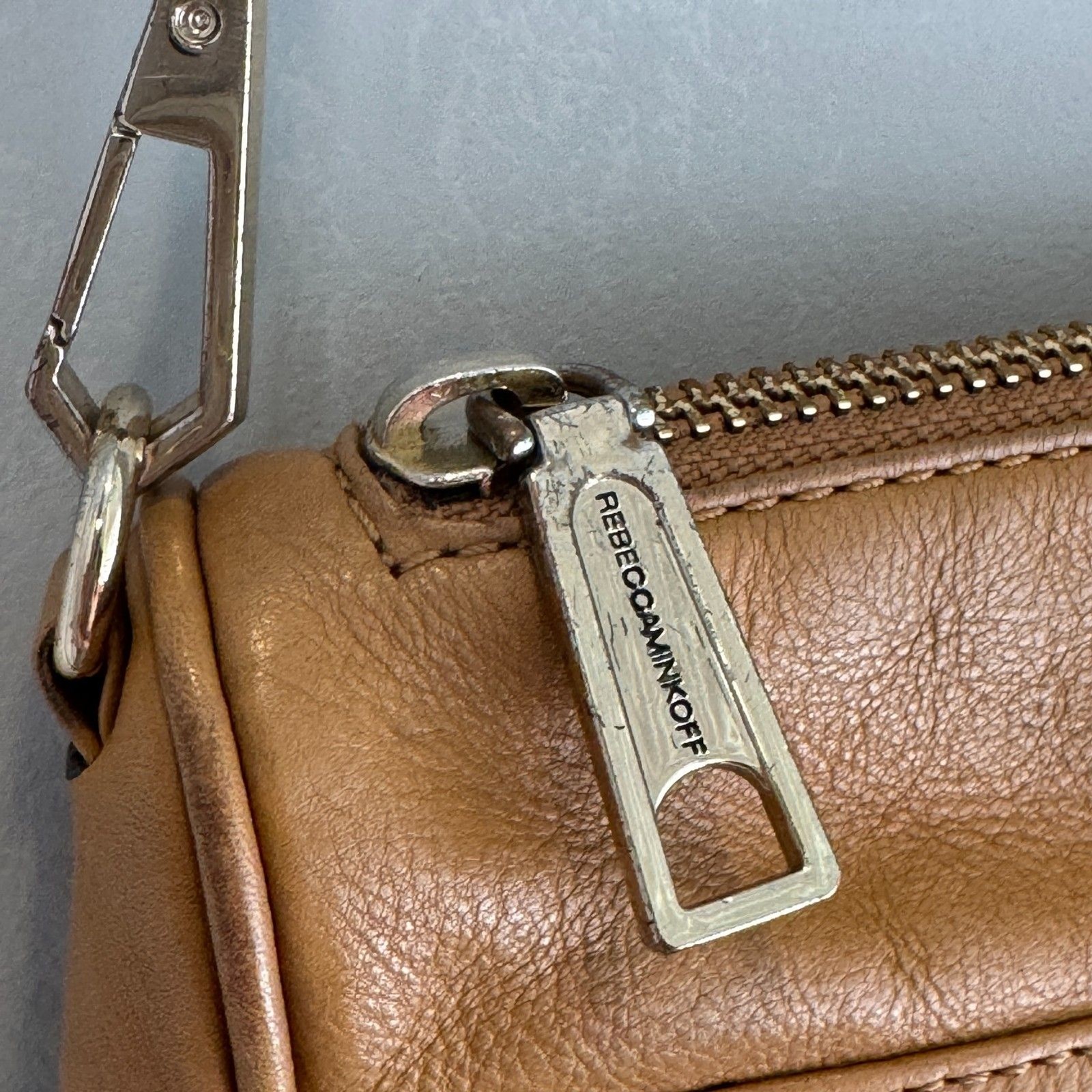 Rebecca Minkoff MAC Crossbody Bag Tan Leather Studded Chain Strap