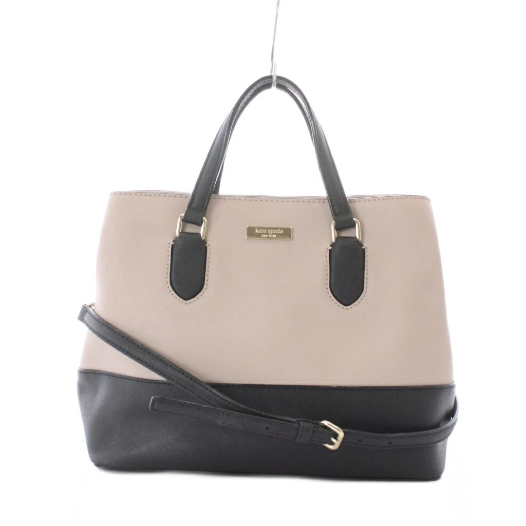 Used Kate Spade 2way Bag Handbag Shoulder Bag Leather Genuine Black Pink Bicolor
