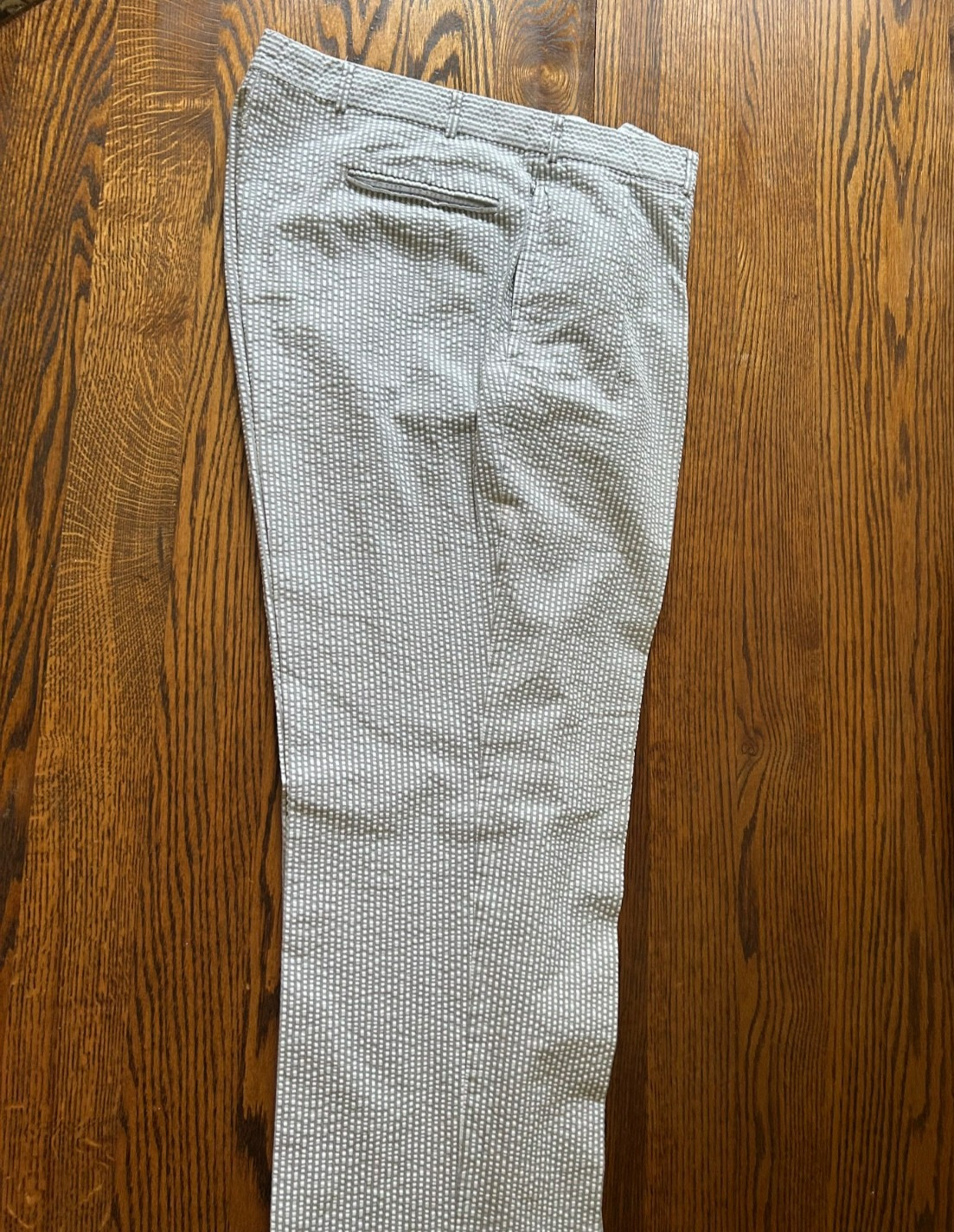 Brooks Brothers Seersucker Suit 42R 36×29 Gray White Stripe Cotton Pleated Cuff