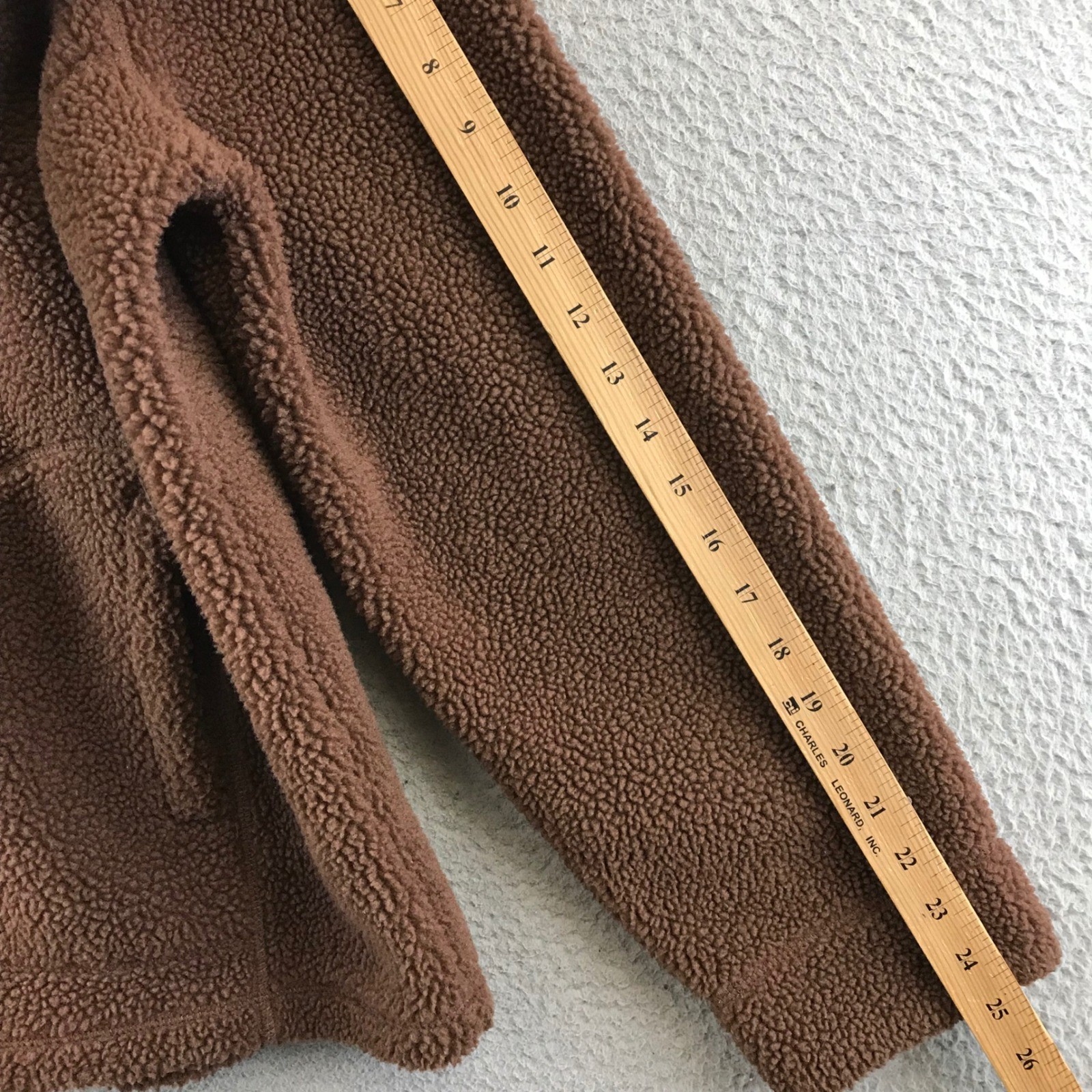 LL Bean Sharpa Brown Fleece Full Zip Hooded Jacket Cozy Warm Size L