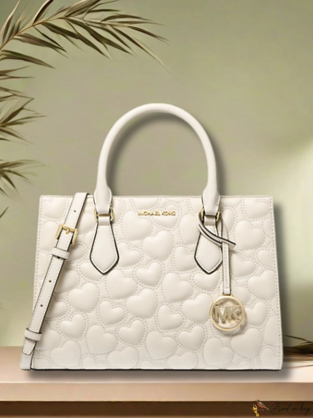 Michael Kors Sheila Women Medium Heart Embroidered Satchel Purse Bag Handfbag MK