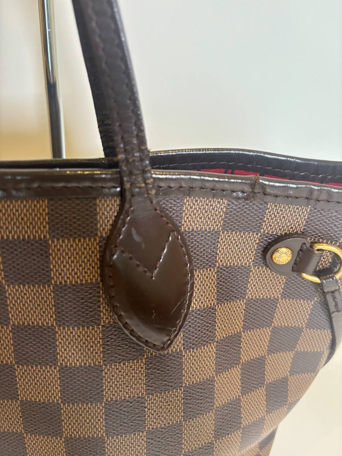 LOUIS VUITTON Neverfull PM Damier Ebene Canvas Brown Tote Bag N51109 Authentic