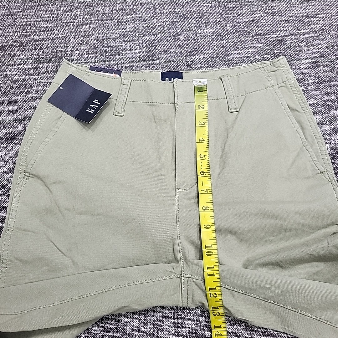 Womens Button Zip Fly Stretch Cotton Pants w Pockets Green Size 4