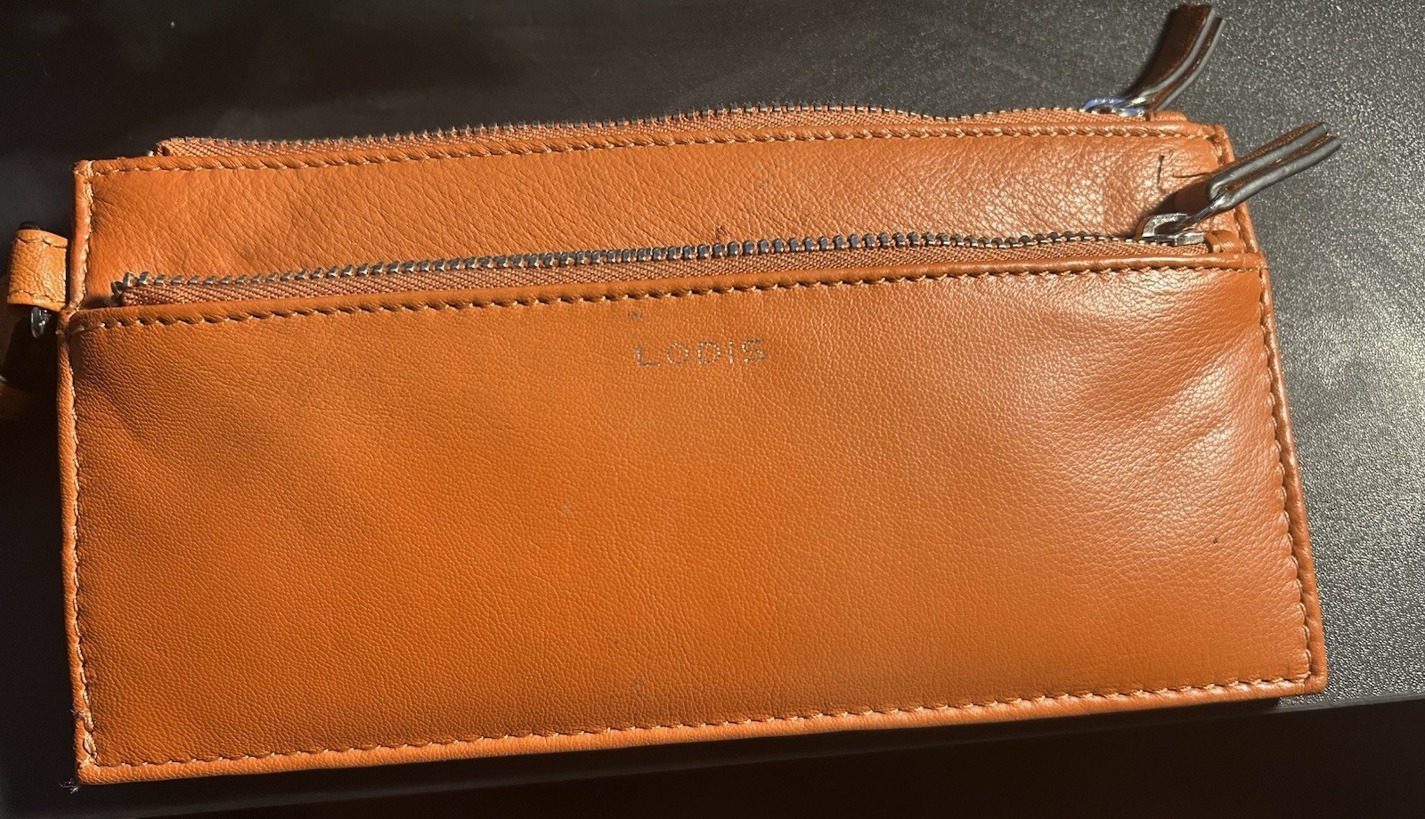 Womens Brown Zip-Around Wallet with Card Slots & Exterior Zipper Pocket