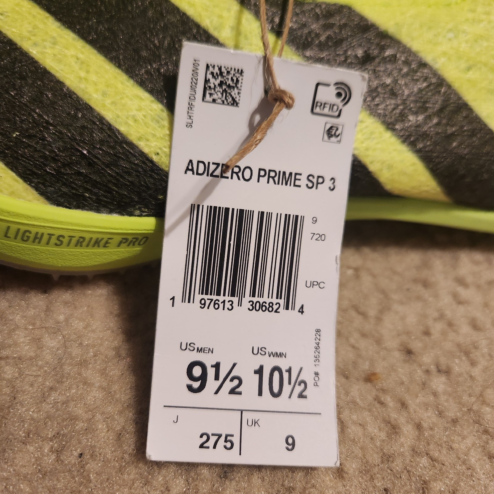 adidas Mens Cleats Size 9.5 Adizero Prime SP 3 Strung Lucid Lemon Black IH5800