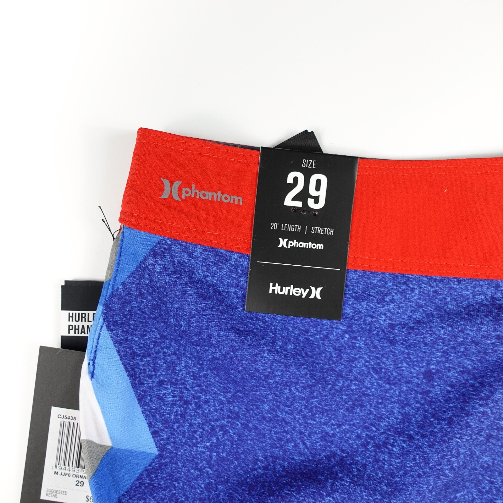 Hurley Boardshorts Blue Red Mens Size 29 JJ Drawstring Back Pocket New