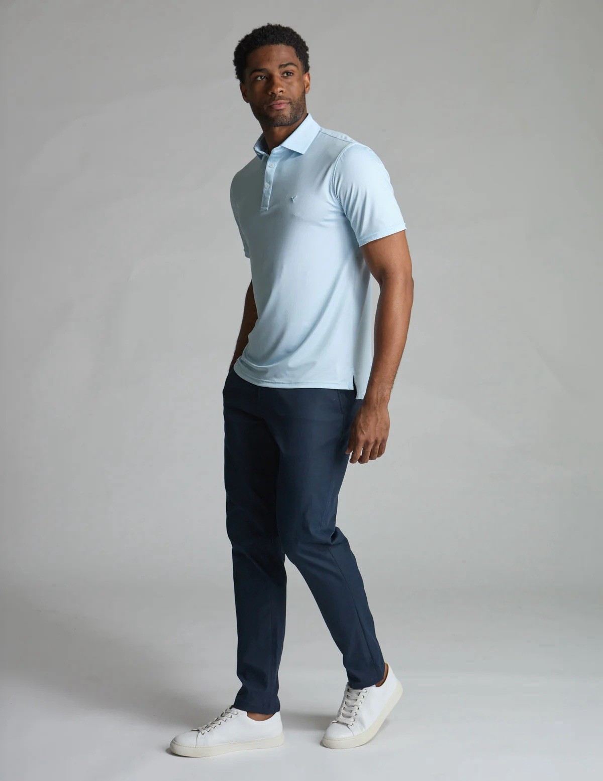 Birddogs Polo Shirt Size Large Stretch $99 MSRP Light Blue Wave