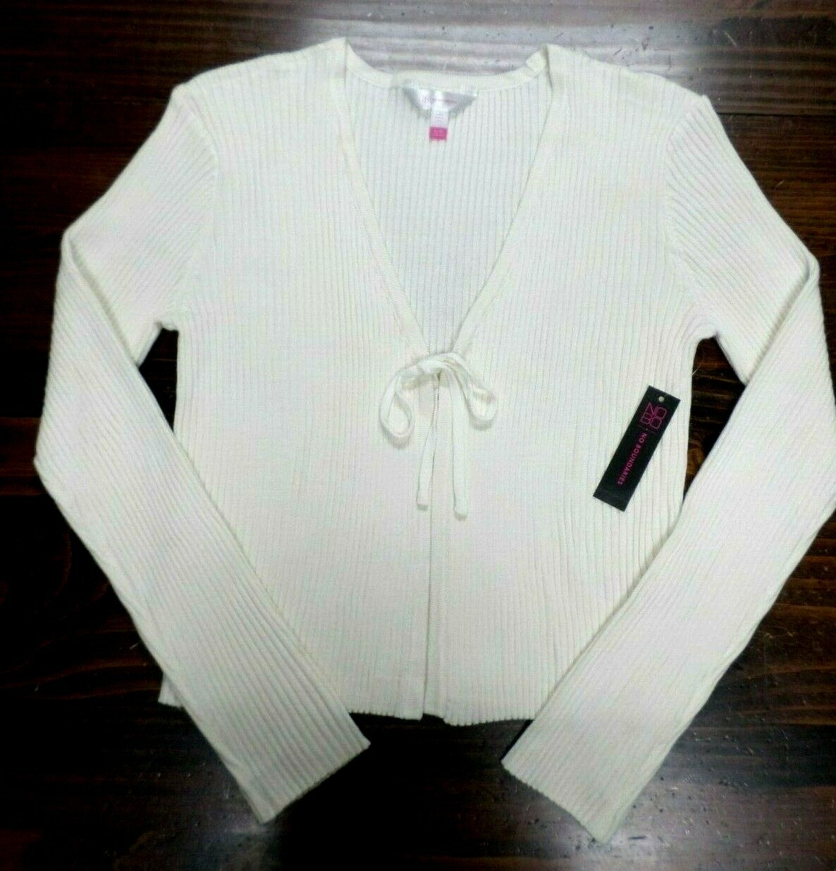 No Boundaries Juniors Tie Front Cardigan Ivory Color Size X-Large (15-17) New