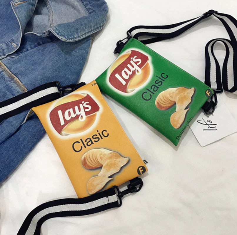 Elevate your style with this delightful Funny Potato Chips Crossbody Handbag! Cr