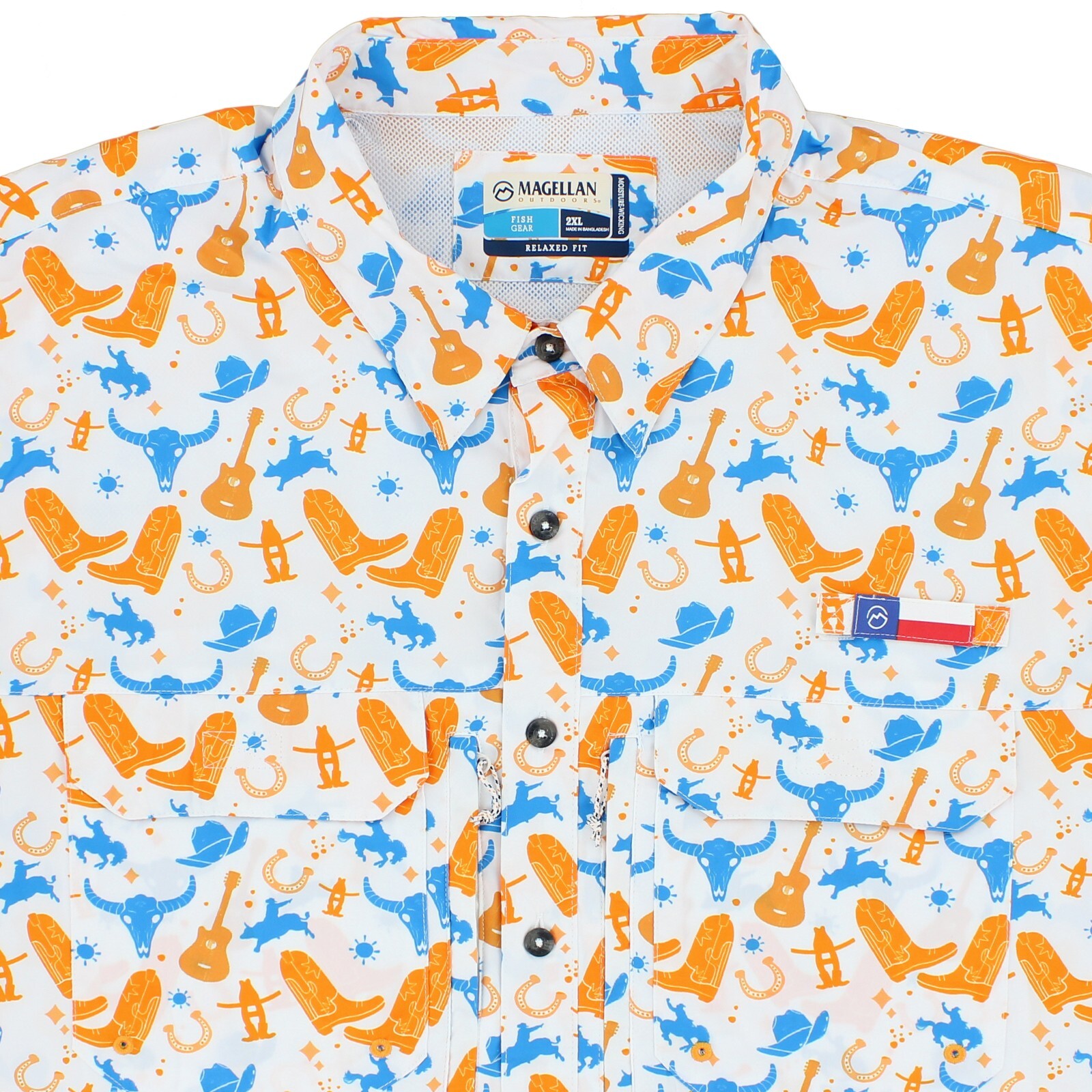 Magellan Men’s Shirt Houston Livestock Prints, Relaxed Short Sleeve Button Down