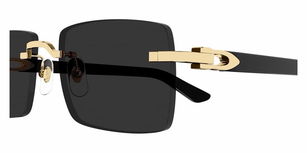 CARTIER CT0579S 005 Gold Black Dark Grey Lens Rectangular Sunglasses AUTHENTIC