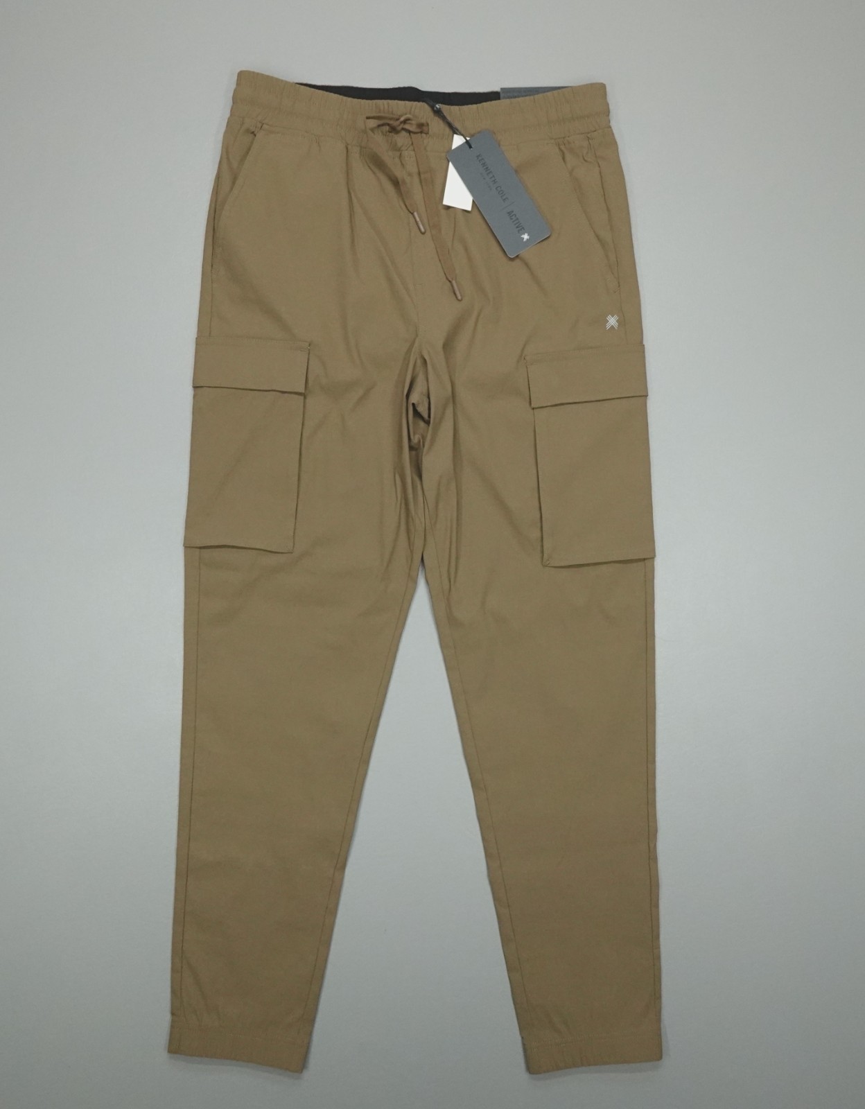 Kenneth Cole Active Men’s Tech Cargo Jogger Pants Khaki Tan Flex Stretch NWT