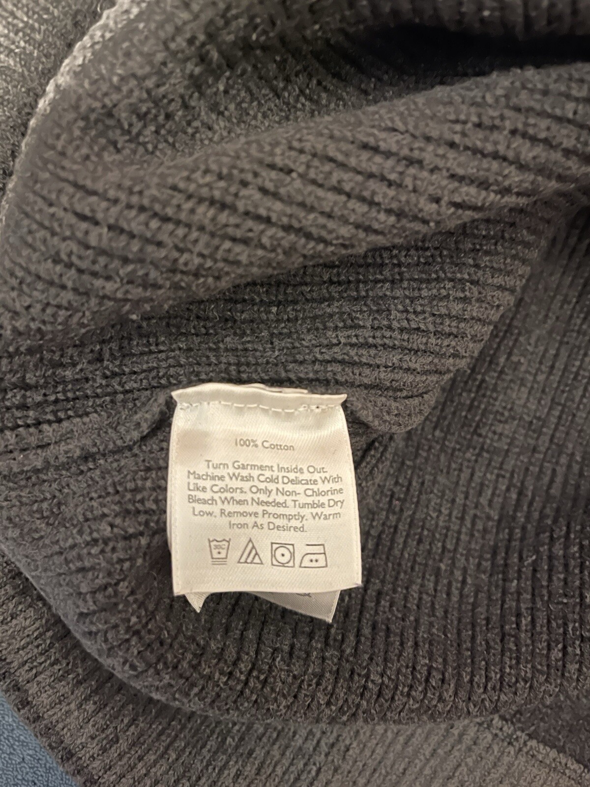 EDDIE BAUER SIGNATURE COTTON QUARTER ZIP MEN CHARCOAL CHEST STRIPE SWEATER SMALL