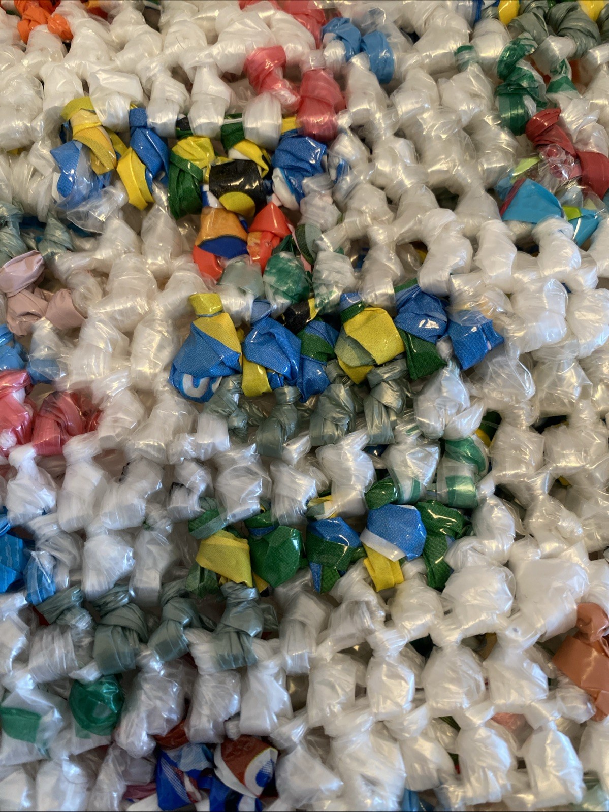 Candy Wrapper Plastic Woven Shoulder Medium Tote Bag Lightweight Artsy Retro EUC