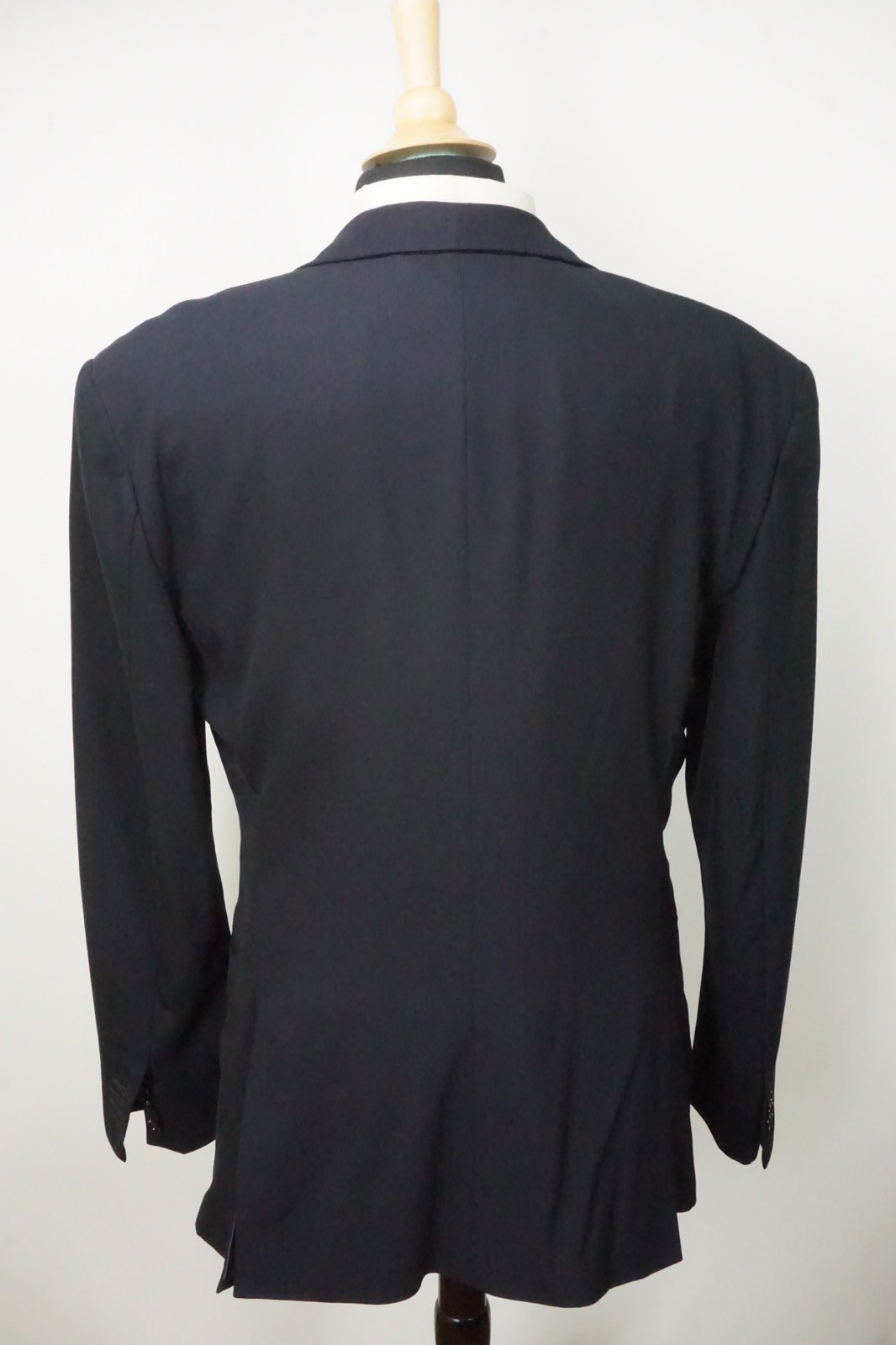 Ralph Lauren Purple Label RLPL Hollywood Navy Black Contrast Wool Tuxedo Coat 44