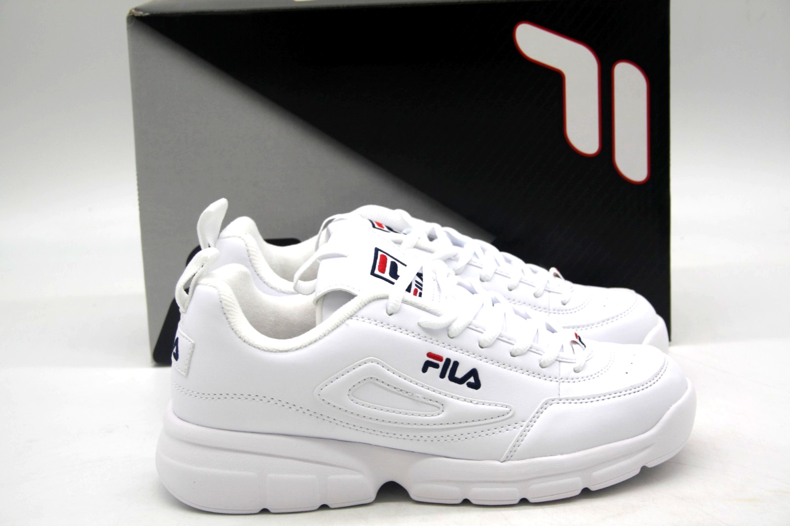 FILA DISRUPTOR SE 1SX60022-166 ATHLETIC ULTRA LIGHT CASUAL SHOE WHITE/NAVY/RED