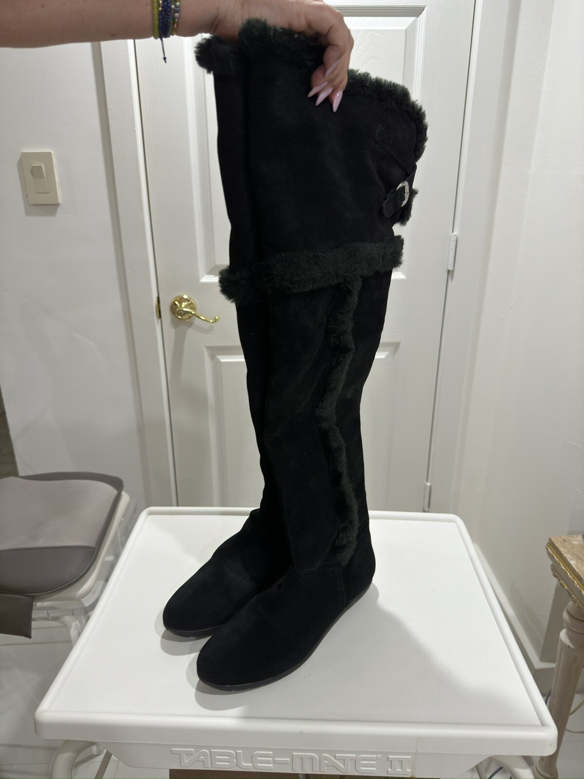 WMS Roby Tall Black Winter Boots Leather And Man Made Upper And Lining Size 10