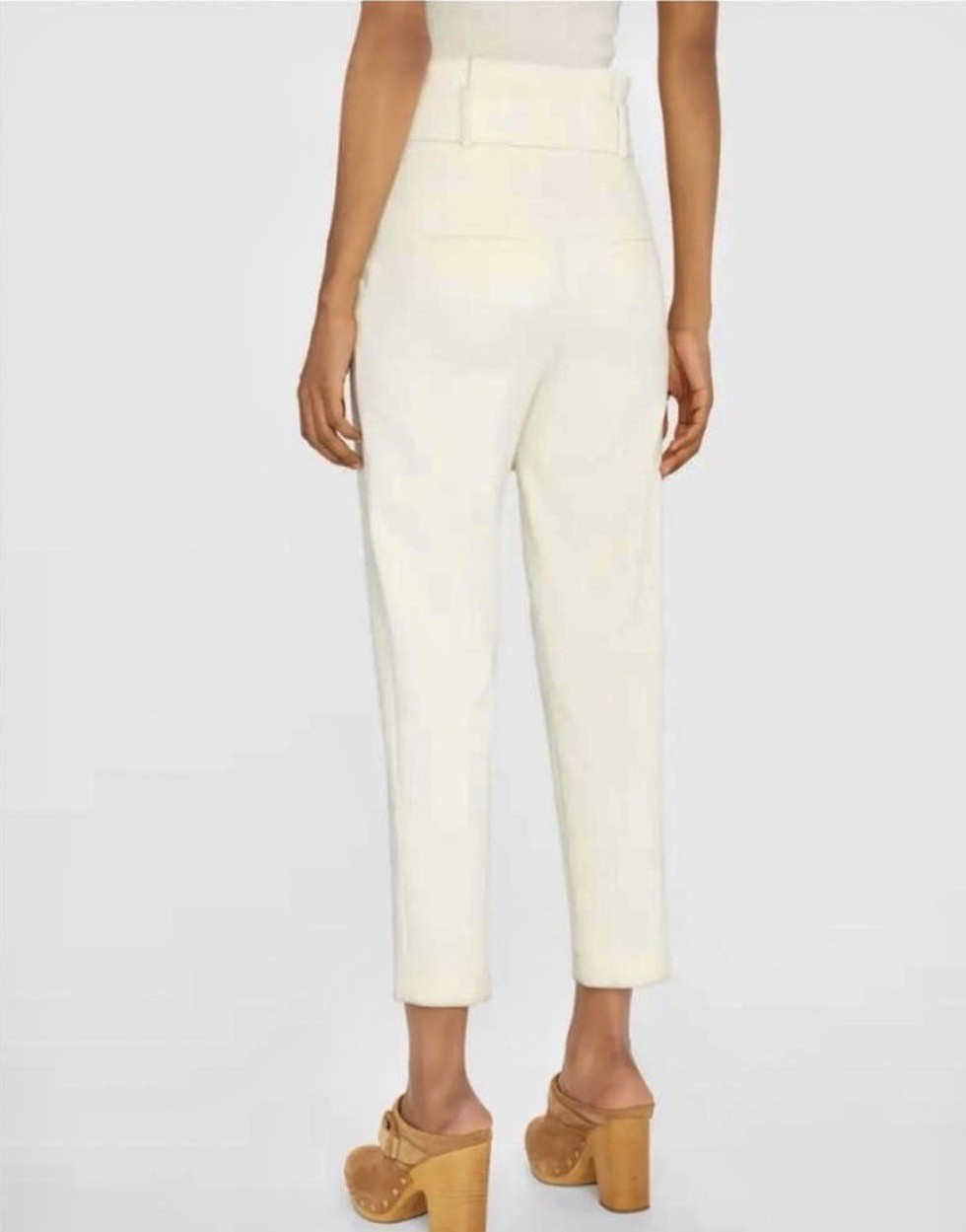 Veronica Beard Ecru Setti Paper Bag Cropped Pant 4