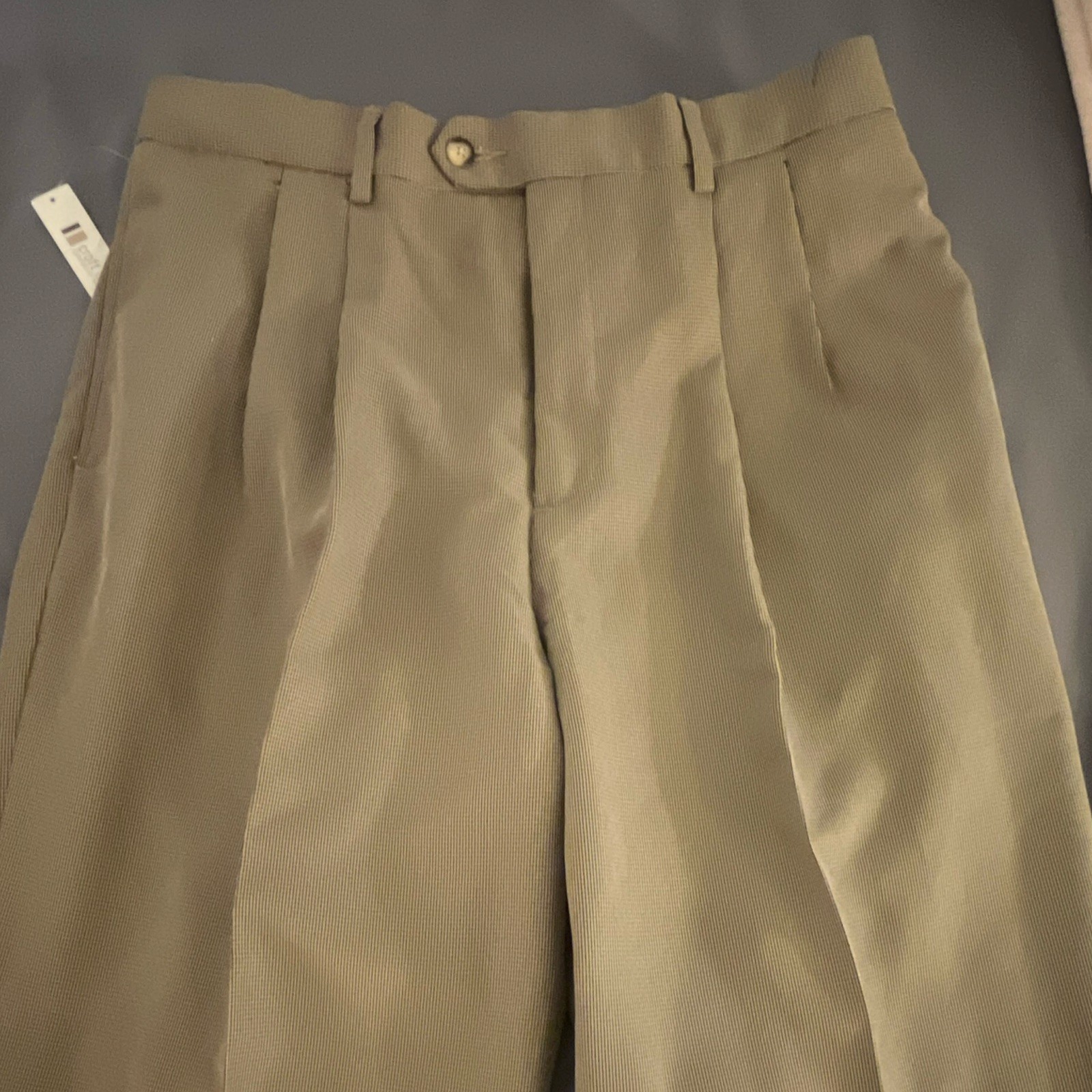 Croft & Barrow Microfiber Pleated Dress Pants 34W Tan/Black Check