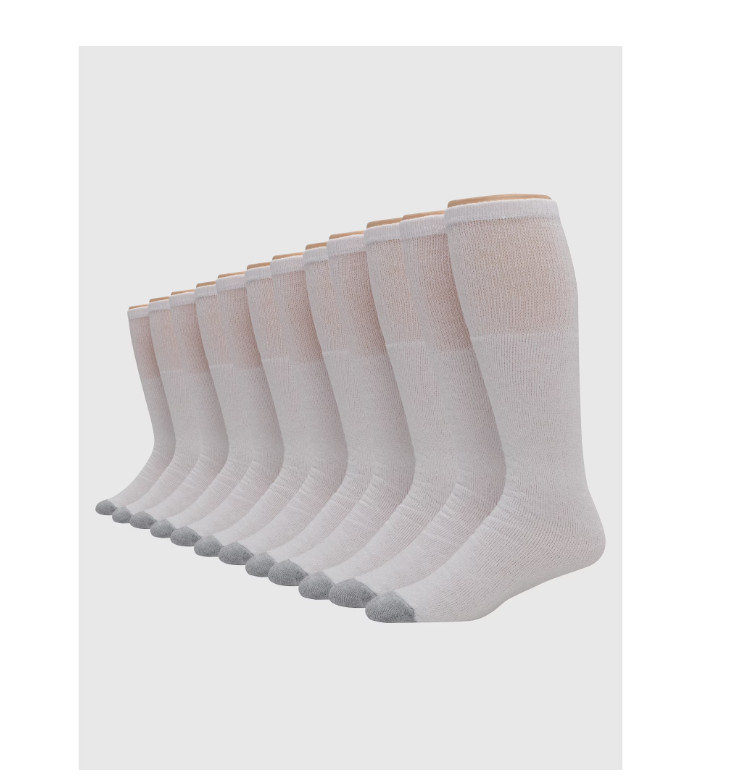 Hanes Men’s Double Tough Durability Over-the-Calf Tube Socks, 12-Pack
