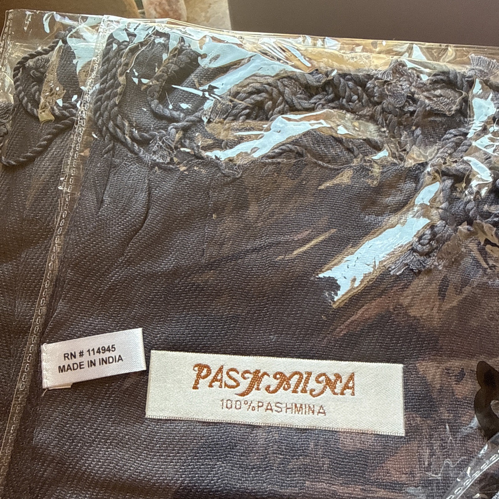 New! Pashmina Women’s 100% Pashmina Shawl Wrap Scarf Throw Dark Gray Shimmer
