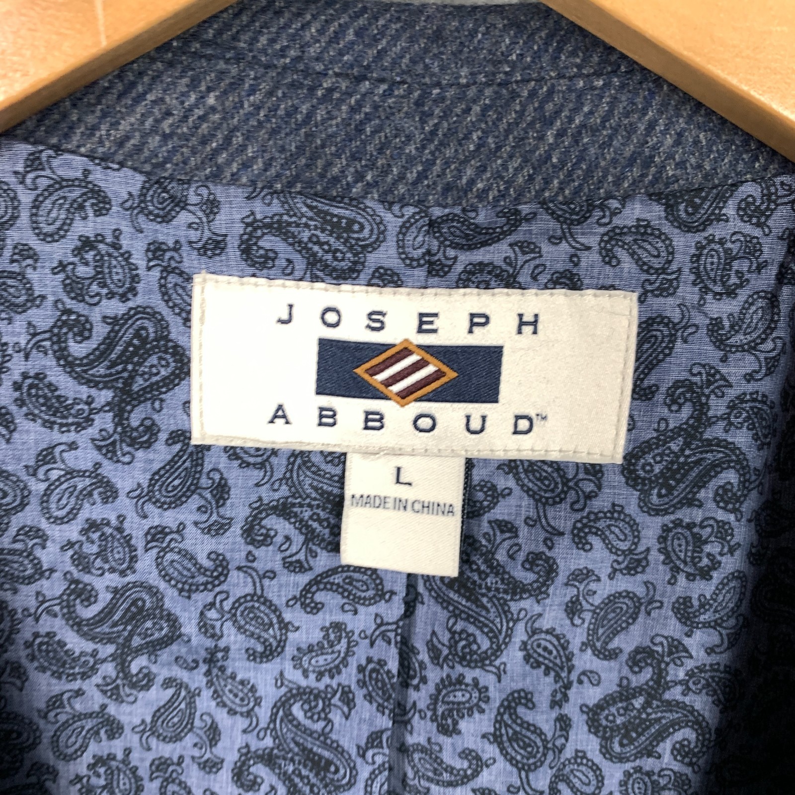 Joseph Abboud Sport Coat Blazer Men’s Large L Blue Flannel Wool Blend Two Button