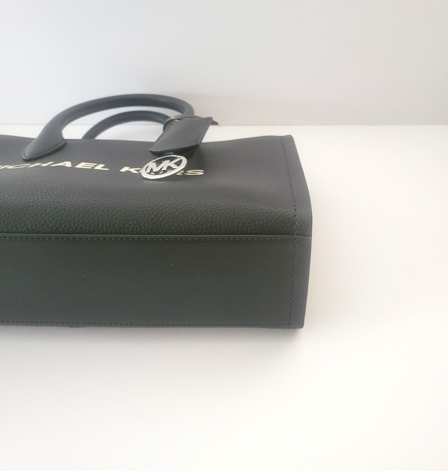 Michael Kors Mirella Medium EW Top Zip Satchel Black Pebbled Leather Crossbody