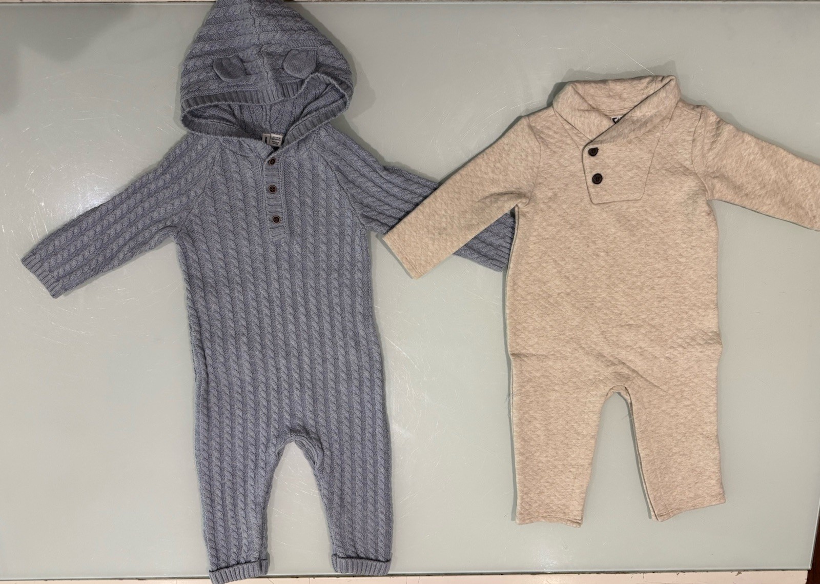 JANIE AND JACK Snow Cub Tan Cable Knit 14 PCS Set & Romper Size 12-18 Month