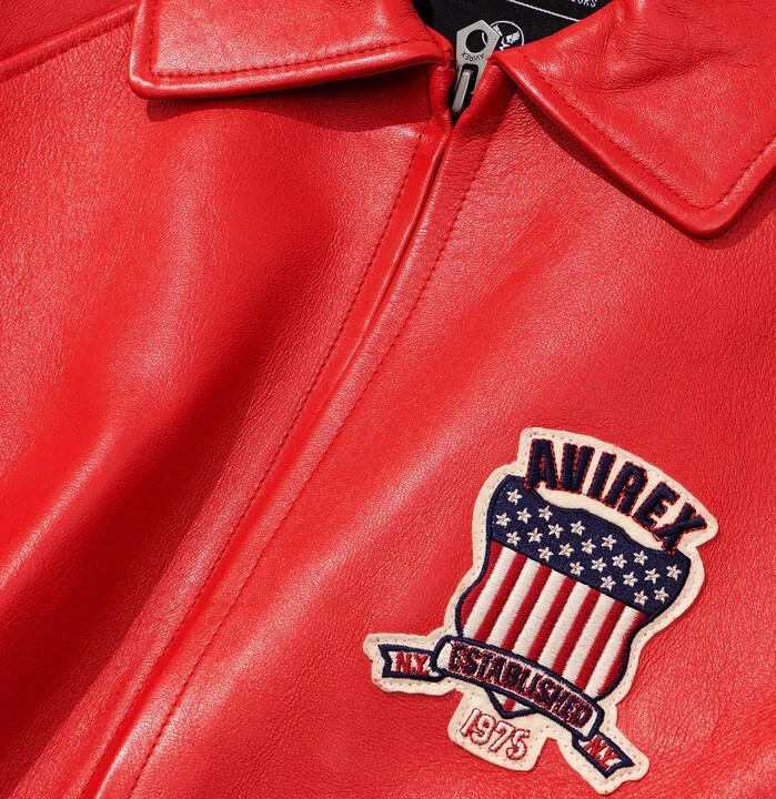 Avirex Men’s Real Leather Jacket Sheepskin Flight Bomber American Varsity Jacket