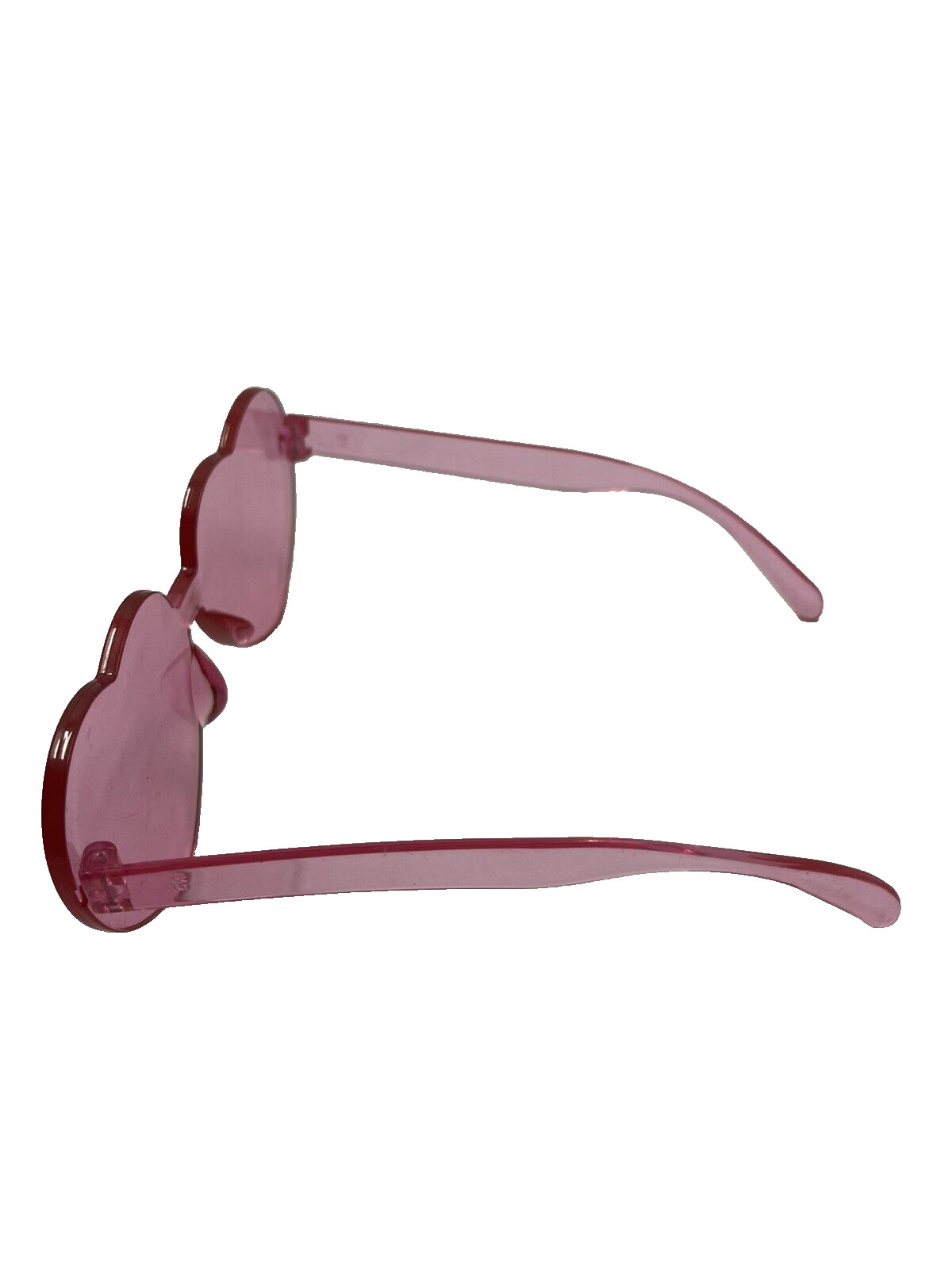 Pink Heart Shaped Sunglasses R2 Plastic or Polycarbonate Lens Frameless