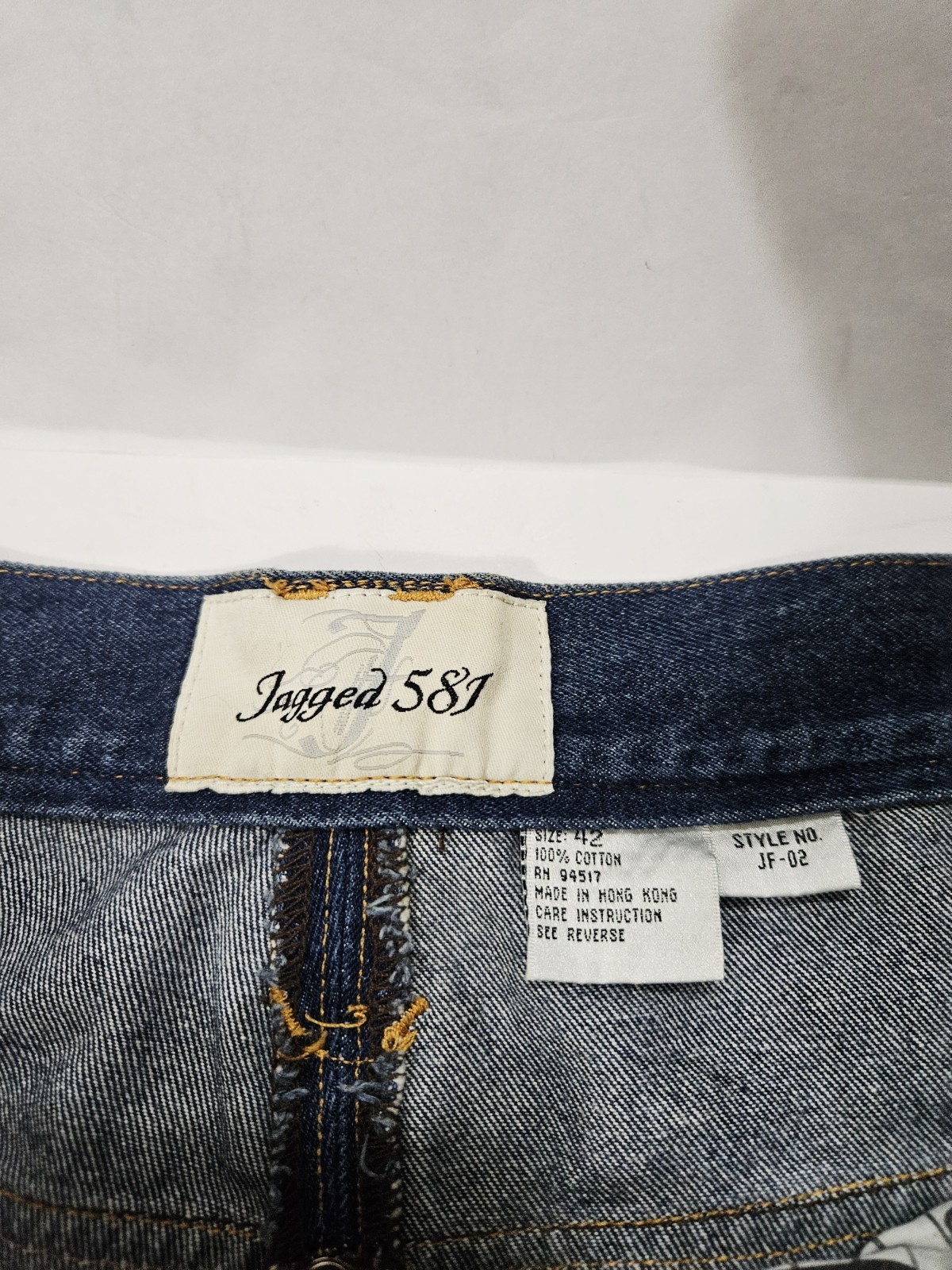 Vintage 90s Jagged 581 Y2K Denim Patch Baggy Fit Jeans Size 42