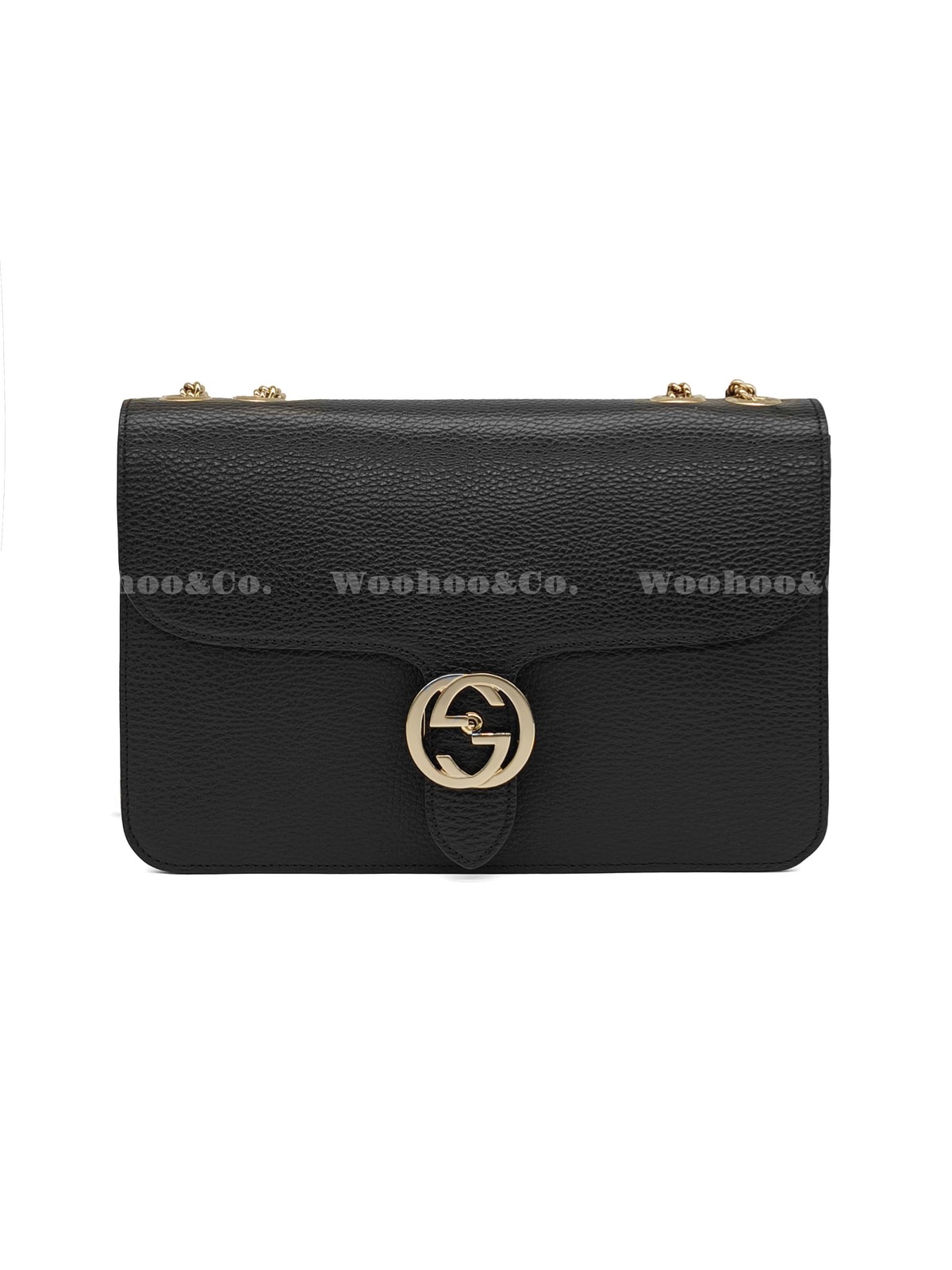 Gucci Double G Buckle Chain Crossbody Bag Large Women’s Black 11x3x7.4 in