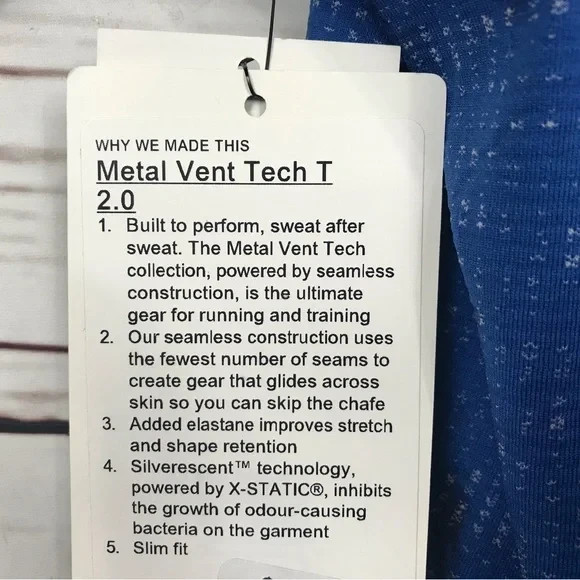 Lululemon Metal Vent Shirt Tech T Tee 2.0 Slim Fit Blue Tie Dye, Large New