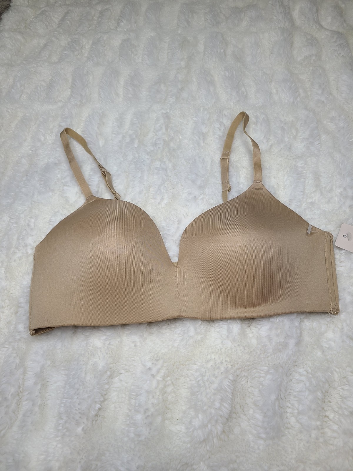 SO 36B Beige Solid T-Shirt Bra Wireless Lightly Padded Convertible Straps
