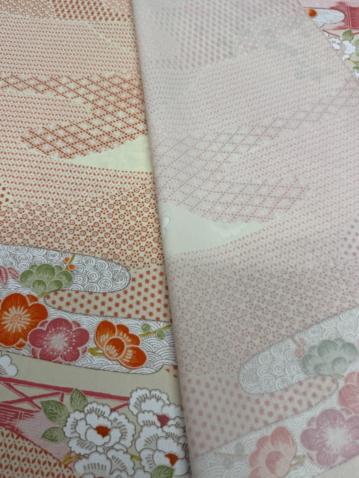 Japanese Vintage Kimono Fabric cloth Boro Wool Pink tradition 35.4×14.5 in