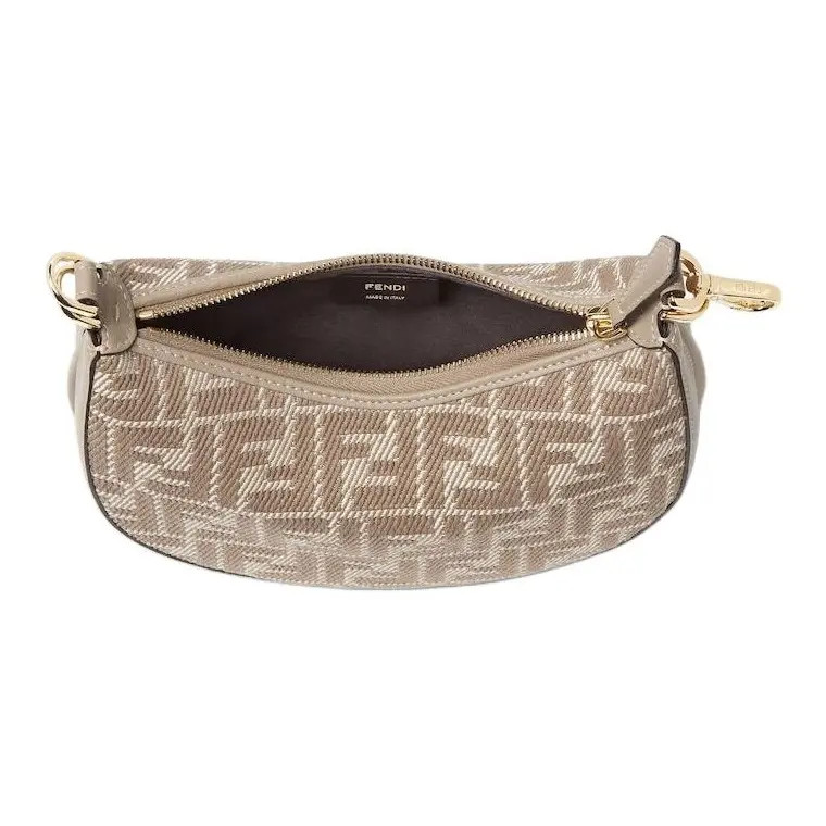 FENDI fendigraphy FF Jacquard Fabric Crescent Bag Shoulder Women’s 7.8x3x5.1 in