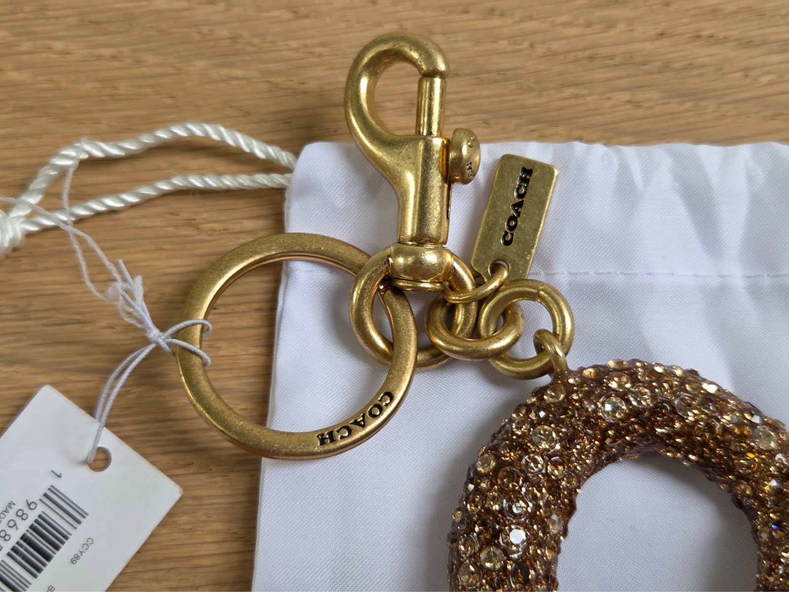 Coach Large Crystal Pretzel Bag Charm | CCY89 | Brand New