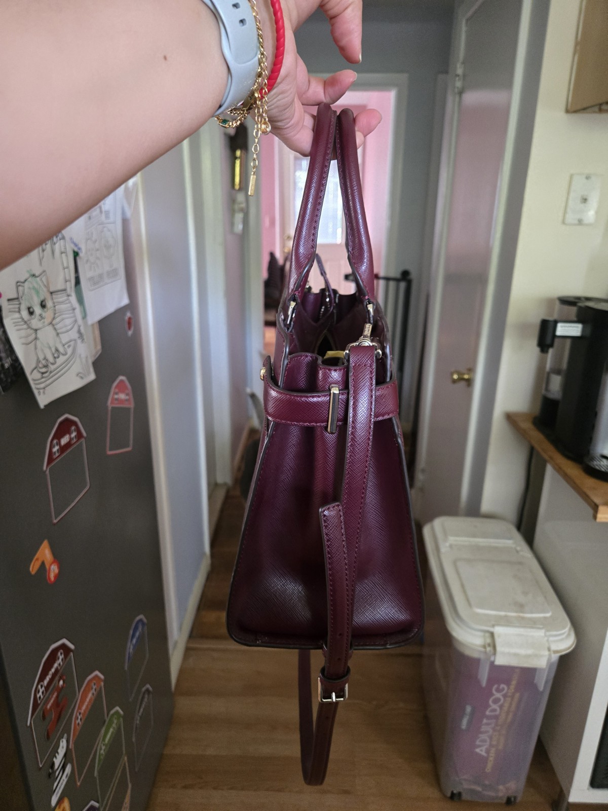kate spade Staci Cameron Satchel Shoulder Tote Bag,Medium Burgundy and wallet