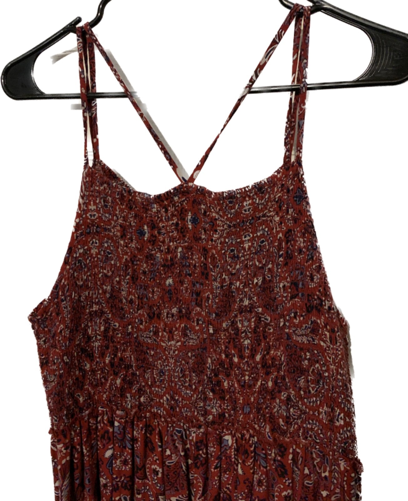 Knox Rose Womens XXL Sundress Red Paisley Summer Spaghetti Straps