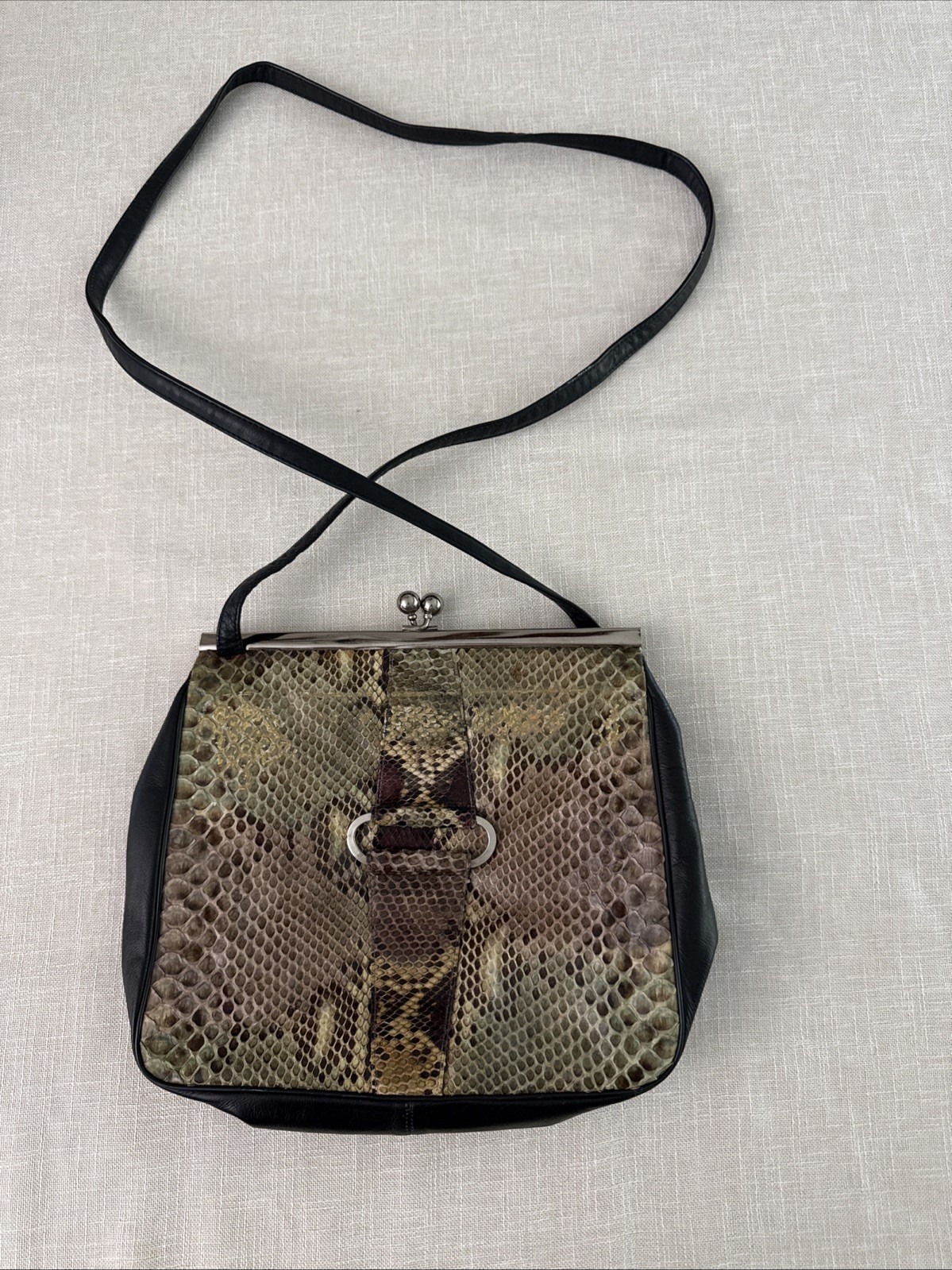 Python Crossbody Handbag Vintage Genuine Snakeskin Natural Leather Purse
