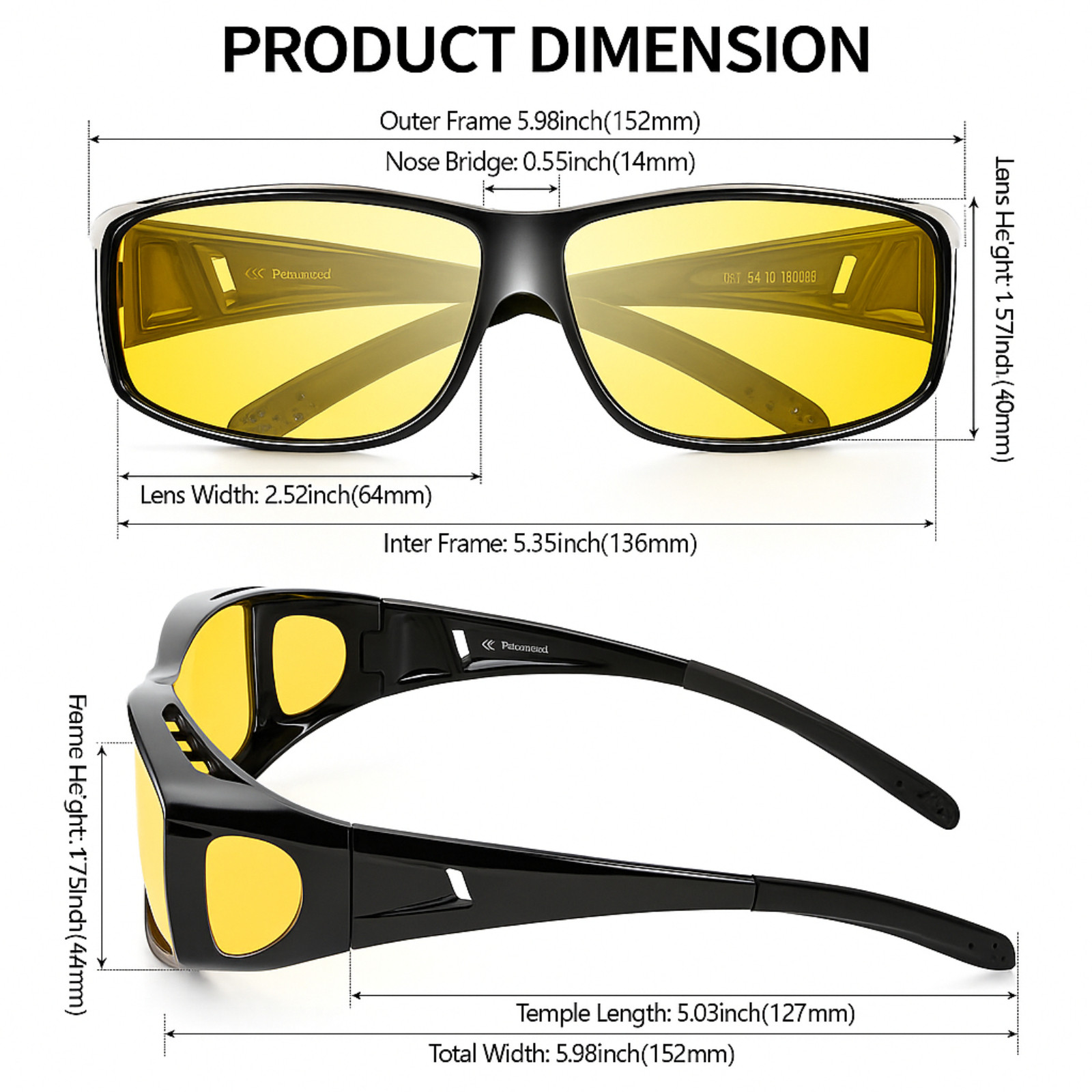 Polarized Night Driving Glasses Anti Glare Vision Fit Over for Men Women